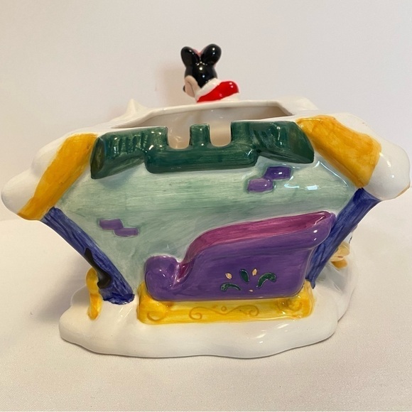 Disney FTD minnie & mickey santa's workshop christmas ceramic planter 2000 - Picture 3 of 11